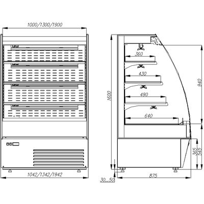 Горка холодильная Полюс Carboma 1600/875 ВХСп/ВТ-1,0 (cтеклопакет) тепло/холод 2