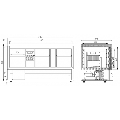 Холодильный стол Полюс TM3GNsal-2- INOX (GN1/3, 1/6) 2