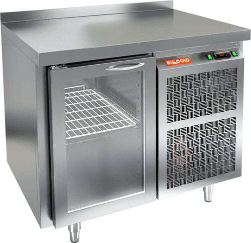 СТОЛ С ХОЛОДИЛЬНЫМ ШКАФОМ СО СТЕКЛ. ДВЕР. HICOLD GNG 1 HT (R290)