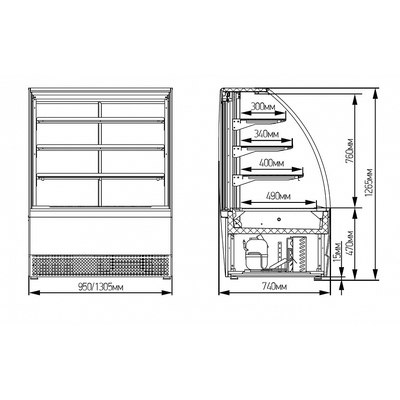 Холодильная витрина МХМ Veneto VS-0,95 нерж. 2