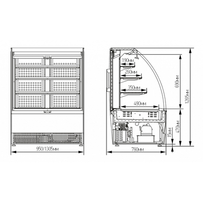 Холодильная витрина МХМ Veneto VSo-1,3 открытая нерж. 2