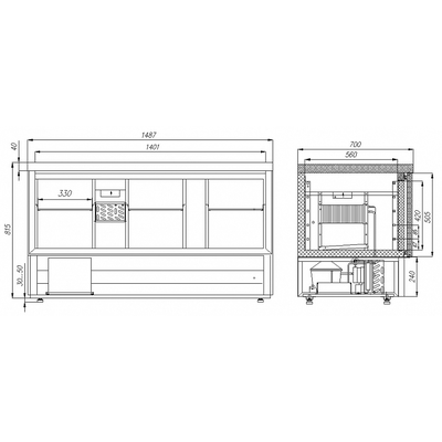 Холодильный стол Полюс TM3GN-2 -111 RAL 2