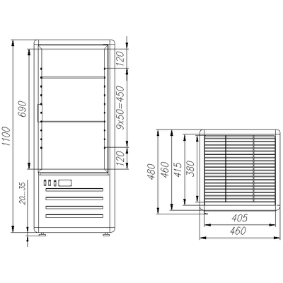 Кондитерский шкаф Полюс R120C Сarboma (D4 VM 120-1 (бежево-коричневый, стандартные цвета)) 2