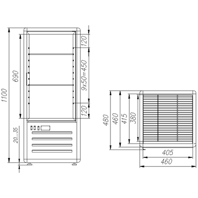 Кондитерский шкаф Полюс R120Cвр Сarboma (D4 VM 120-2 (коричнево-золотой, 1/2, Inox)) 2