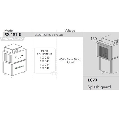 МАШИНА ПОСУДОМОЕЧНАЯ DIHR RX 101 E DX+DDE+2LC73