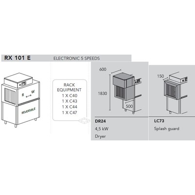 МАШИНА ПОСУДОМОЕЧНАЯ DIHR RX 101 E DX+DDE+DR24+LC73