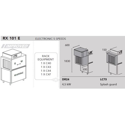 МАШИНА ПОСУДОМОЕЧНАЯ DIHR RX 101 E SX+DDE+DR24+LC73+XP