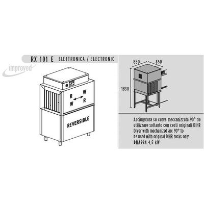 МАШИНА ПОСУДОМОЕЧНАЯ DIHR RX 101 E SX+DDE+XP+DRA924