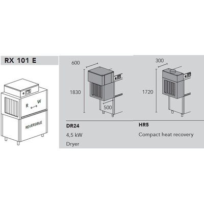 МАШИНА ПОСУДОМОЕЧНАЯ DIHR RX 101 E SX+DR24+HR5+DDE/ДЕЛЕНИЕ 2 ЧАСТИ