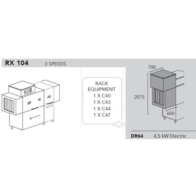 МАШИНА ПОСУДОМОЕЧНАЯ DIHR RX 104 DX+DDE+XP+DR64