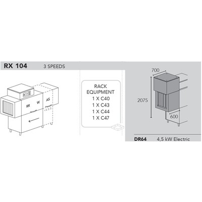 МАШИНА ПОСУДОМОЕЧНАЯ DIHR RX 104 SX+XP+DR64