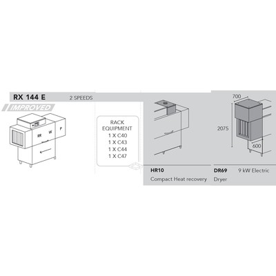 МАШИНА ПОСУДОМОЕЧНАЯ DIHR RX 144 E DX+DDE+HR10+DR69