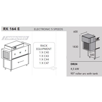 МАШИНА ПОСУДОМОЕЧНАЯ DIHR RX 164 E DX+DR24+DDE+XP