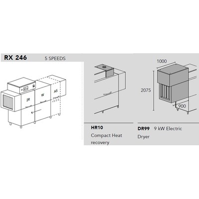 МАШИНА ПОСУДОМОЕЧНАЯ DIHR RX 246 DX+DDE+HR10+DR99+SAN/ДЕЛЕНИЕ 2 ЧАСТИ