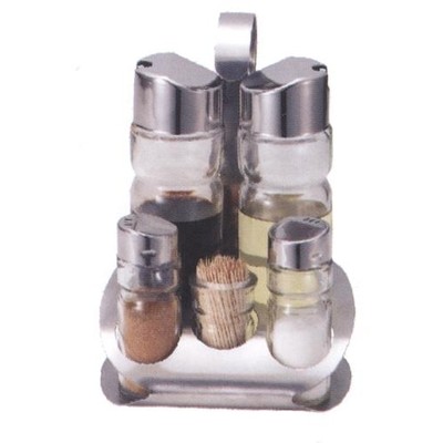 Набор для специй 5 предметов (соль, перец, зубочистки, масло, уксус) &quot;Спайс&quot;, с крюком 418