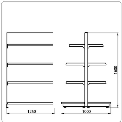 Островной стеллаж Eco Line L=1250 мм H=1600 мм 2