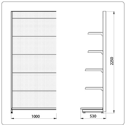 Пристенный перфорированный стеллаж Eco Line L=1000 мм H=2250 мм 2