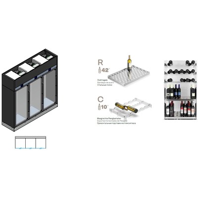 ШКАФ ВИННЫЙ ENOFRIGO WINE LIBRARY 20 WALL 3P H2200 VT ЧЕРНЫЙ + ПОЛКИ C+ПОЛКИ R