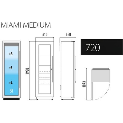 ШКАФ ВИННЫЙ СТАТ. MIAMI MEDIUM RF R ЧЕРНЫЙ