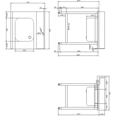 СТОЛ Д/ГРЯЗ.ПОСУДЫ DIHR T55 800 L