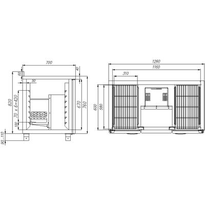 Стол охлаждаемый с морозильным шкафом Полюс 2GN/LT Carboma (BAR-320H Carboma) 3