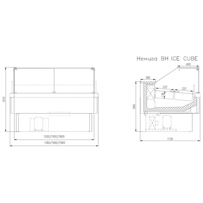 Витрина для мороженого Enteco Немига Cube ВНУ 150 ICE 2
